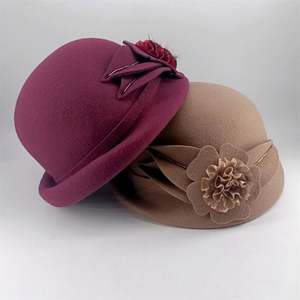 Chapeau Derby Doux et Élégant pour Femme en Feutre de Laine, Chapeau Cloche, Chapeau Bowler, Chapeau Fedora d'Hiver pour l'Église - Product Image 1