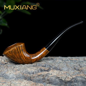 Muxiang Briar Wood Smoking Pipe Bent Type 3mm Filter Men's Style Tobacco Pipe - Product Image 1