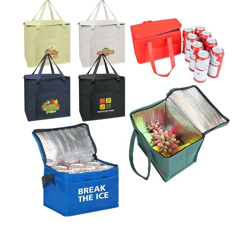 Custom Friendly Recycled Insulated Thermal Foldable Lunch Cooler Carry Bag Water Bottle Cooler Bag