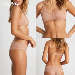 Set di biancheria intima da donna in pizzo di colore solido <span class=keywords><strong>100</strong></span>% di alta qualità in <span class=keywords><strong>cotone</strong></span> organico reggiseno - Product Image 5