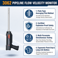 3062 Moniteur de vitesse de débit de gaz pour conduite antidéflagrante, tube de Pitot de mesure pour test de pression dynamique et statique, alarme sonore d'oxygène