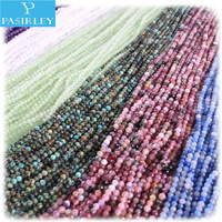 Perles rondes facettées en pierres précieuses naturelles multicolores de 2 mm et 3 mm en gros pour la fabrication de bijoux