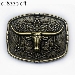 Totem de boucle de ceinture occidentale de style ethnique direct d'usine avec la conception de crâne de taureau - Product Image 1