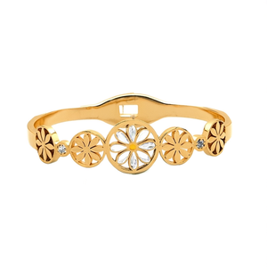 กำไลข้อมือคริสตัล ชุบทอง PVD สแตนเลสสตีล 316L ลายดอกไม้ เครื่องประดับสำหรับผู้หญิง - Product Image 2