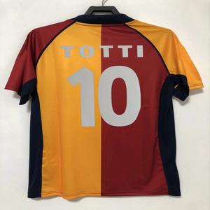 Alta calidad 1998 Red Classic Vintage Totti Jersey No. 10 Star Custom Soccer Wear a bajo precio - Product Image 3