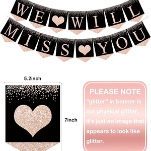 Kit de Décoration de Fête d'Adieu en Or Rose avec Bannière 'Nous Vous Manquerons' et Décorations Suspendues en Spirale pour Fête de Quittement au Bureau - Product Image 3