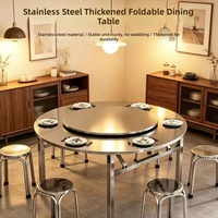 Table de banquet ronde pliante en acier inoxydable robuste avec plateau tournant pour hôtel, restaurant, mariage, événement, repas