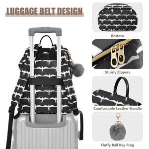 Large Capacity Hawaiian Iwa Birds Design Quilted Polyester Wide-open Sublimation <b>Backpack</b> Women Travel <b>Backpack</b> with Fluffy Ball - Product Image 4