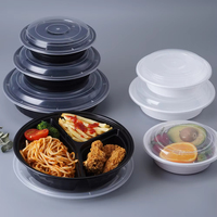 Bol alimentaire jetable en plastique PP de 16 oz avec couvercles pour la restauration rapide et les plats à emporter