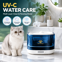 Fontaine à eau sans fil pour chat 2,5 L avec pompe UV-C et capteur radar – Eau fraîche à la demande pour usage intérieur