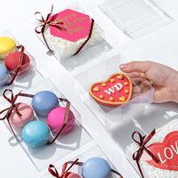 Transparent Transparent Bonbons Chocolat Simple Double Biscuits Donut Macaron Alimentaire Petite Boîte En Plastique Avec Film Protecteur