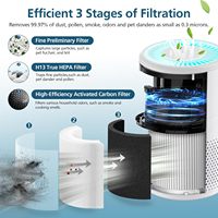 Filtro de Repuesto de Alta Calidad 3 en 1 H13 True Hepa con Carbón Activado B-D02L/M05 para Purificador de Aire MOOKA B-D02L y M05