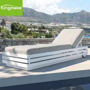 Tumbonas de exterior de alta calidad, muebles de aleación de aluminio, tumbonas, sillas de playa, camas de bronceado plegables junto a la piscina