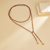 Collier ras du cou bohème en forme de Y avec pampilles dorées, perles irrégulières CCB, chaîne de clavicule à pampilles en forme de disque, pour femme, idéal pour les soirées