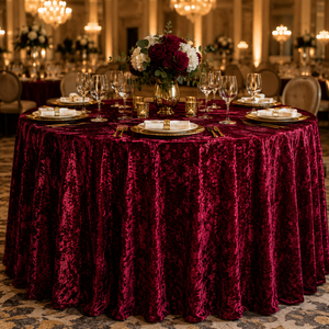 Luxury Crushed Velvet <b>Round</b> Tablecloth Black Green <b>Table</b> <b>Cover</b> for Hotel Banquet Event Rental Supplier - Product Image 1