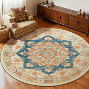 Alfombra redonda con diseño de medallón, fibra de poliéster, estilo vintage rojo, decoración del hogar, dormitorio, sala de estar, alfombra para el suelo, 60 pulgadas de diámetro - Product Image 4