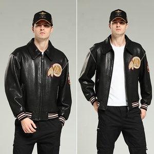 2023 giacca di pelle di mucca in vera pelle Bomber da uomo in pelle <span class=keywords><strong>aviator</strong></span> - Product Image 2