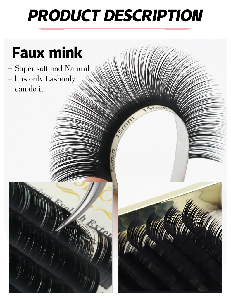 Soft Natural Wholesale Private Label Individual Length 25mm Lash Volume Eyelash Extension Eyelashes