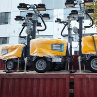 Tour d'éclairage LED Atlas Copco V5+ IP65, 4x120W, alimentation CA, portable et mobile pour jardin et aménagement paysager, émission blanc chaud