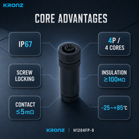 Connecteur circulaire étanche IP67 KRONZ tout plastique M12 4 broches A-codées, connecteur femelle à câblage sur site PG9, pour assemblage industriel et capteurs