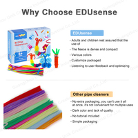 EDUSense-Kit de nettoyage de tuyaux en fil torsadé avec pompons, ensemble de jouets de bricolage magiques colorés, artisanaux et bouclés
