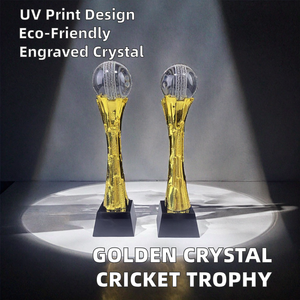 UV Printed Golden Crystal Cricket <b>Trophy</b> <b>Plaque</b> Awards-Eco-Friendly Welcome Gifts MH-N910 - Product Image 2