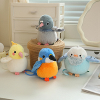 Mini porte-clés doux peluche oiseau jouet longue peluche Animal sauvage Collection pingouin perroquet martin-pêcheur Toucan moineau avec base magnétique