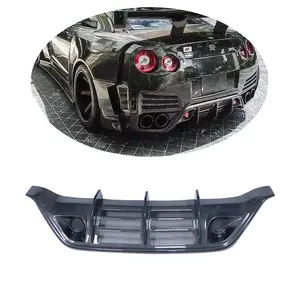 MXGET Carbon Fiber Car Bumper Rear lip diffuser spoiler spliter bodykit valance for Nissan GTR35 2008-2015 wald style
