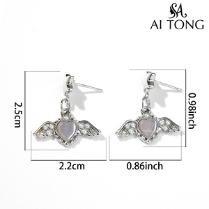 <span class=keywords><strong>Boucles</strong></span> <span class=keywords><strong>d</strong></span>'<span class=keywords><strong>oreilles</strong></span> <span class=keywords><strong>pendantes</strong></span> bohèmes durables et tendance pour les rendez-vous, avec un pendentif en forme de petit cœur et des ailes <span class=keywords><strong>d</strong></span>'ange exquises pour filles, à prix abordable - Product Image 6