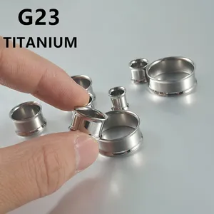 NUORO G23 مقياس الأذن الفضي اللون بدون سدادة ثقب الجسم 8-25 التيتانيوم مزدوج الواهج نفق تمدد الأذن