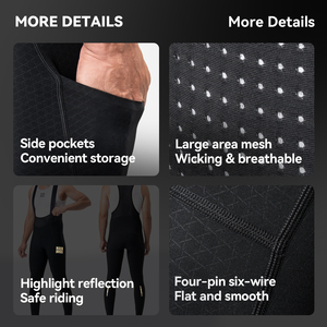 ROCKBROS Pantalon de cyclisme chaud pour <span class=keywords><strong>homme</strong></span> automne/<span class=keywords><strong>hiver</strong></span> Short à bretelles doublé polaire Pantalon <span class=keywords><strong>long</strong></span> de sport coupe-vent pour le cyclisme sur route - Product Image 5