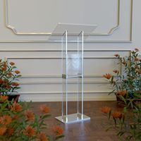 Atril de acrílico desmontable para iglesia con soportes metálicos, podio transparente
