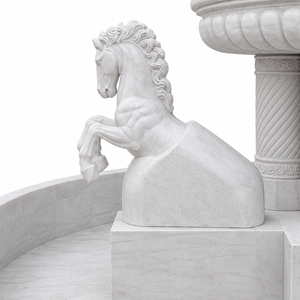Fontaine de jardin extérieure en marbre blanc avec sculptures classiques et jeux d'eau pour la décoration urbaine - Product Image 4