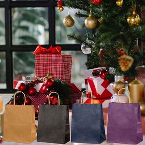 Sacs cadeaux en papier kraft en vrac avec poignées, pour fêtes, vente au détail, shopping, mariage, en papier violet, 100% papier recyclable, sacs cadeaux - Product Image 6