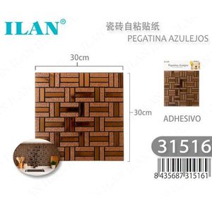 Adesivi per piastrelle autoadesivi ILAN 30x30cm con motivo legno per decorazione pareti cucina - Product Image 1