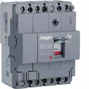 HDA161L ปรับแต่งได้ด้วยเซอร์กิตเบรกเกอร์แบบหล่อขึ้นรูปของ Hagers รุ่น h3 x160 TM 4P 18kA 160A - Product Image 1