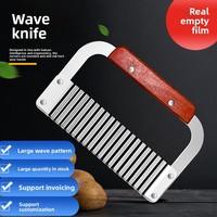 Accessoires de cuisine manuels en acier inoxydable : Couteau à salade et légumes, Coupe-frites ondulées, Trancheuse à pommes de terre en bandes, Coupe-légumes ondulé