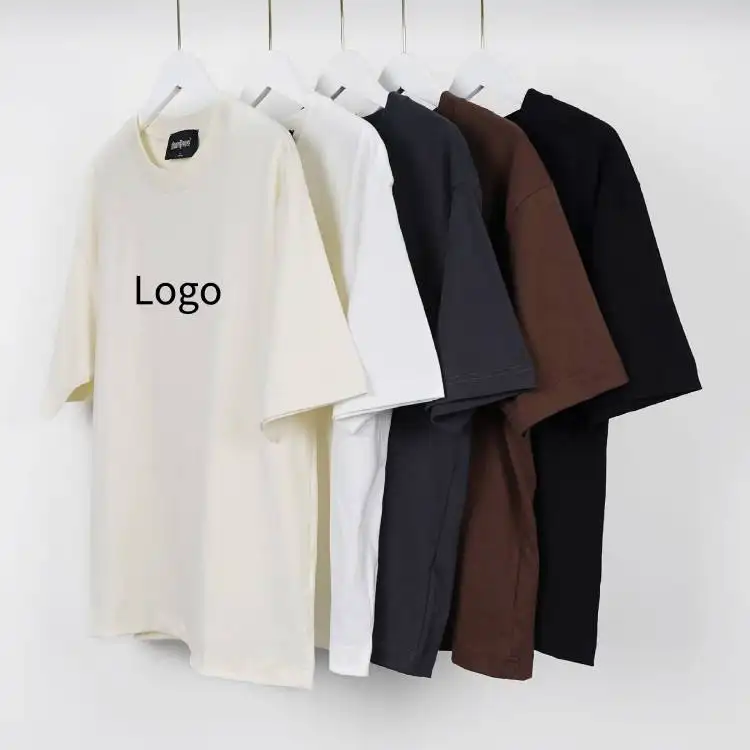 Produsen streetwear premium 180g 220 gsm kaus polos katun berat kaus cetak logo kustom 100% katun uniseks