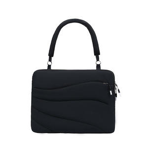 Sac à bandoulière matelassé moelleux, sacoche légère rembourrée pour ordinateur portable, sacoche de bureau style INS couleur unie avec logo personnalisé - Product Image 1