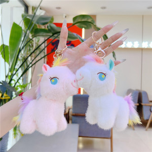 Internet celebrità simpatico <span class=keywords><strong>unicorno</strong></span> cartone animato orso peluche piumino pagg in maglia di cotone con portachiavi femminile stalla pendente - Product Image 3