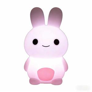 Перезаряжаемый светодиодный силиконовый ночник в современном дизайне розового кролика, сенсорный, с регулировкой яркости, теплый белый свет, мини, для дома, специальный для сна детей - Product Image 1