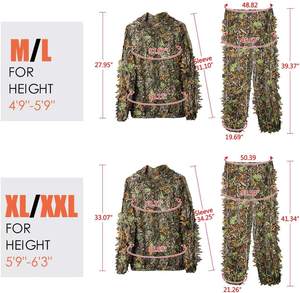 MUCHAN Costume <span class=keywords><strong>de</strong></span> <span class=keywords><strong>chasse</strong></span> camouflage forestier 3D Costume <span class=keywords><strong>de</strong></span> <span class=keywords><strong>chasse</strong></span> camouflage ghillie pour les chasseurs <span class=keywords><strong>de</strong></span> feuilles en vente - Product Image 4