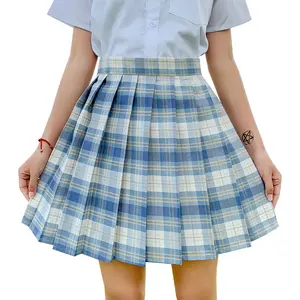 Multi-Color 2021 Japan Style Sexy Frauen Plissee Minirock Mode Hohe Taille Plaid Print Schuluniform A-Linie Kurzer Rock