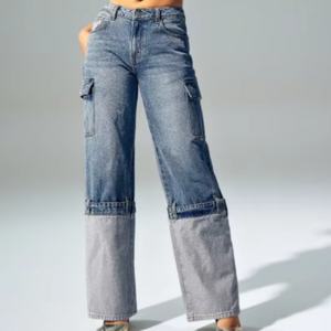 Nueva Llegada, Precio Bajo, Jeans Anchos Personalizados para Mujer, Jeans Urbanos 100% Algodón, Lavado Ácido, Estilo Cargo, Jeans Holgados - Product Image 1
