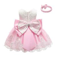 Robes de princesse pour bébé fille nouveau-né de 90 à 120 cm, 3 à 24 mois, dentelle, fleur, nœud, robe de fête d'anniversaire mignonne