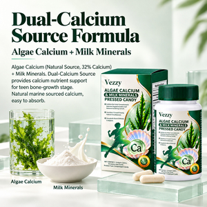 Algen-Kalzium & Milchmineralien Pressbonbons 60 Tabletten Duale Kalziumquelle für Teenager-Knochenernährung Nahrungsergänzungsmittel OEM ODM - Product Image 3