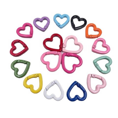 Heart Opening Spring Ring Love Keychain Color Paint Zinc Alloy Love Spring Buckle Jewelry Accessories Hanging Buckle