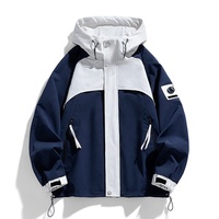 Blouson bomber tendance coréen color-block pour homme, coupe ample, col montant, idéal pour le printemps/automne, veste de sport d'extérieur coupe-vent pour la randonnée