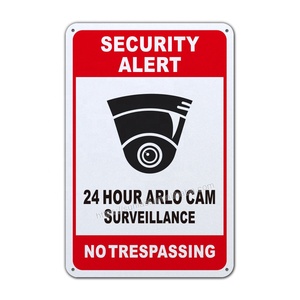 24 Hour Video <strong>Sign</strong> No Trespassing Aluminum Warning <strong>Sign</strong> Metal CCTV Warning <strong>Sign</strong> For Cctv Security Camera