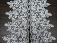 Dentelle florale en maille brodée de pivoines blanches de 16,5 cm, garniture écologique transparente et élégante à bord festonné, accessoires